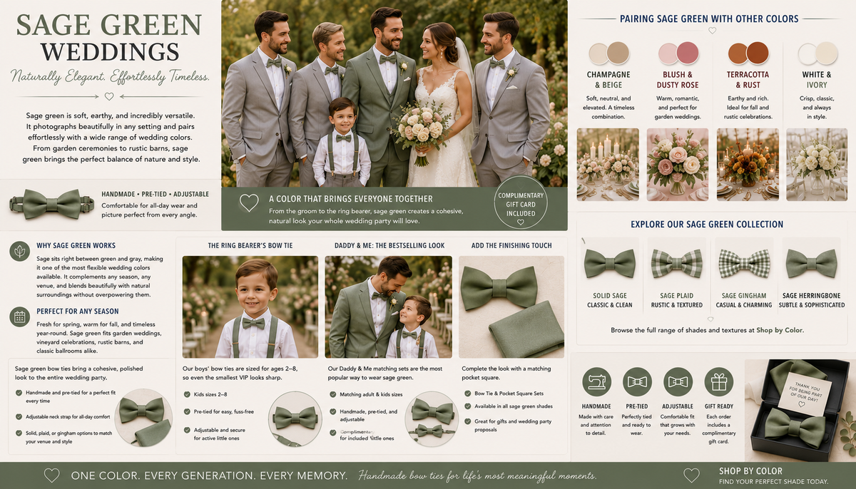 Sage Green Wedding Bow Tie Inspiration