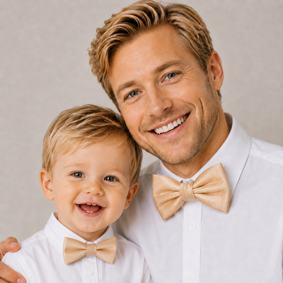White and ivory daddy and me matching bow tie set