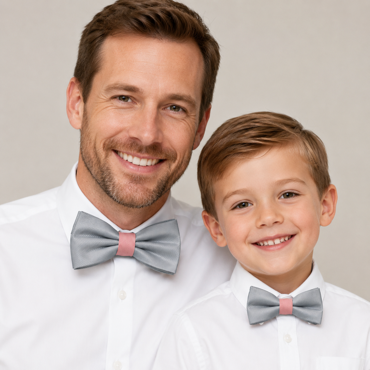 Silver and gray daddy and me matching bow tie set