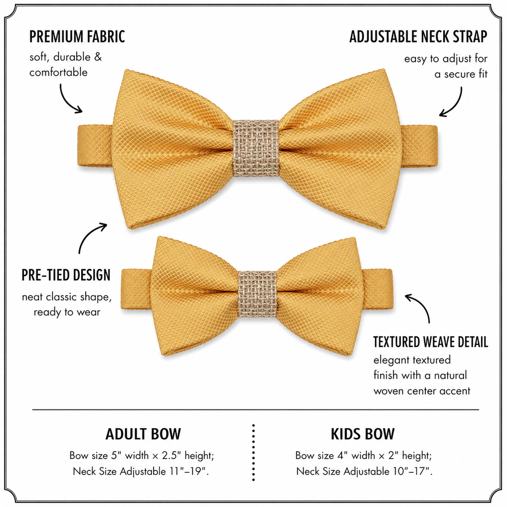 Yellow burlap Bow tie set for daddy and son Daddy me gift set Father son match Handmade Yellow burlap kids bow Adjustable pre tied bow