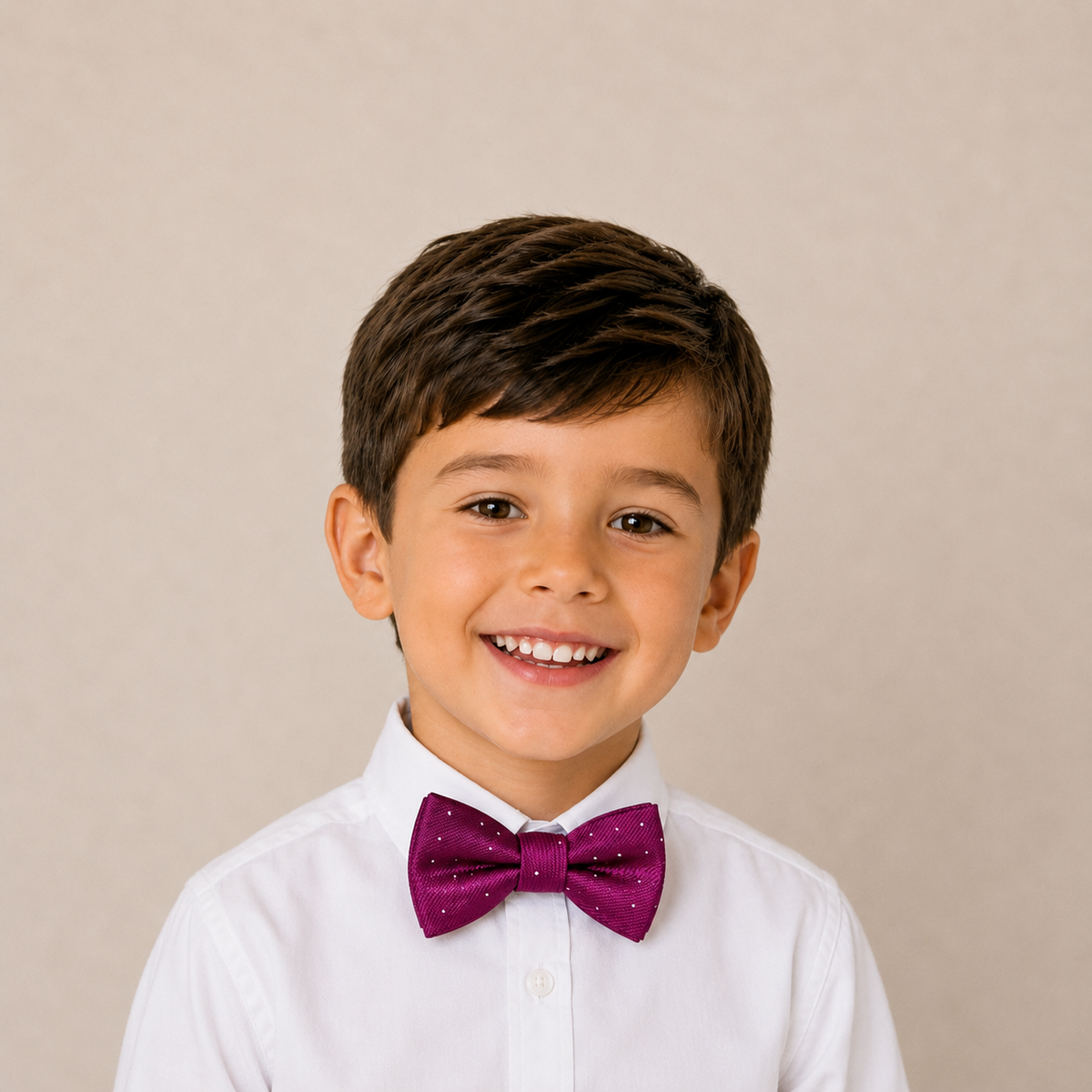 Magenta boys bow tie for kids — handmade, pre-tied and adjustable