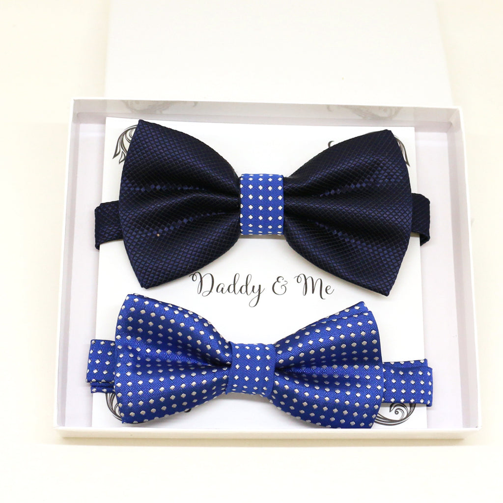 Royal blue Navy Bow tie set for daddy and son, blue bow tie, Daddy me gift set, Father son match , Royal blue kids bow, Daddy and me gift