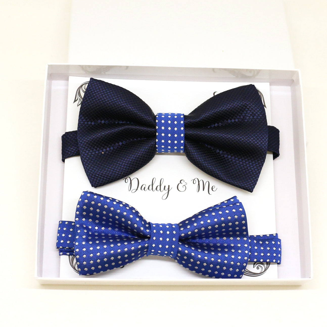 Royal blue Navy Bow tie set for daddy and son, blue bow tie, Daddy me gift set, Father son match , Royal blue kids bow, Daddy and me gift