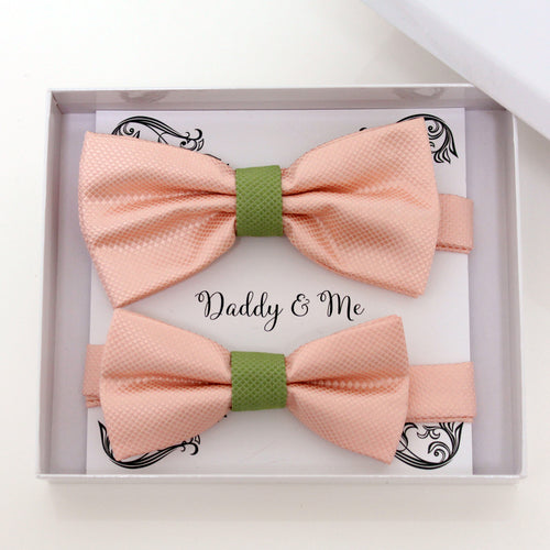 Blush olive green bow tie set for daddy and son, Daddy and me gift set, Grandpa and me, Father son matching, Toddler bow tie, handmade bow