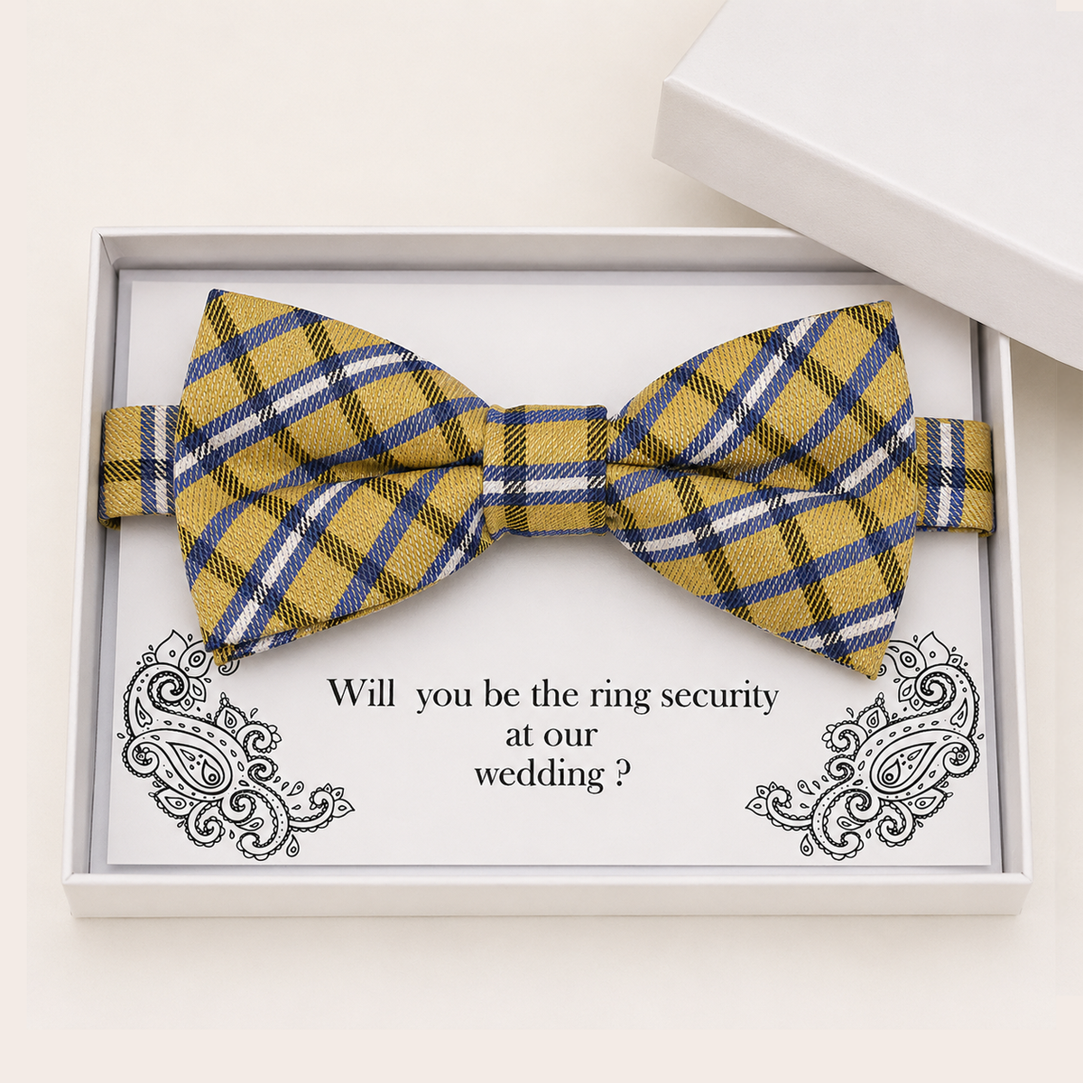 Yellow Navy Blue Bow Tie — Wedding & Everyday, Adult & Kids Handmade Pre-Tied