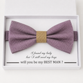 Dusty Purple and Burlap Bow Tie — Wedding & Everyday, Adult & Kids Handmade Pre-Tied