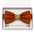 Cinnamon and Burlap Bow Tie — Wedding & Everyday, Adult & Kids Handmade Pre-Tied