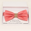 Coral and Burlap Bow Tie — Wedding & Everyday, Adult & Kids Handmade Pre-Tied