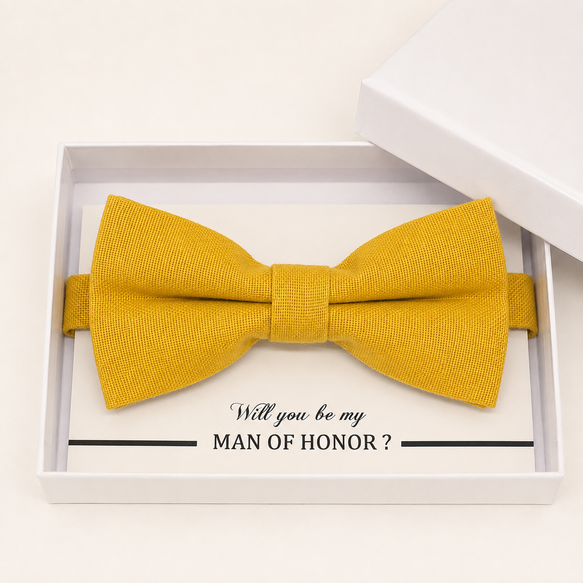 Mustard Yellow Bow Tie — Wedding & Everyday Handmade Pre-Tied