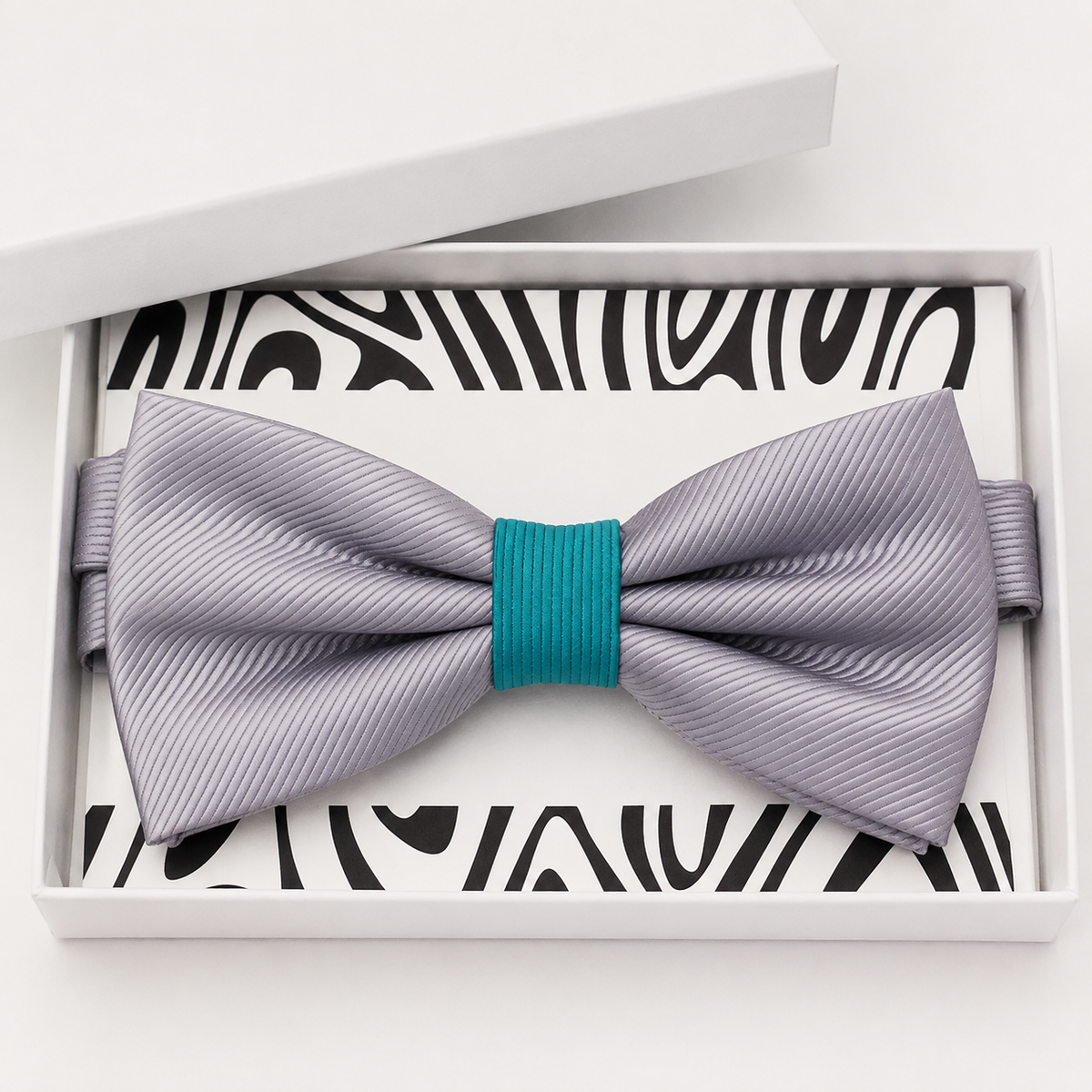 Gray and Blue Bow Tie — Wedding & Everyday, Adult & Kids Handmade Pre-Tied