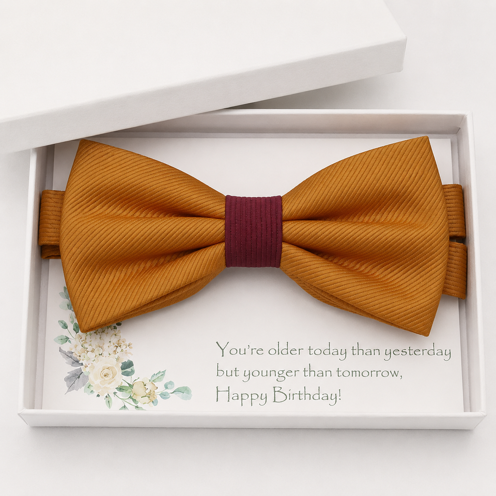 Burnt Orange and Burgundy Bow Tie — Wedding & Everyday, Adult & Kids Handmade Pre-Tied