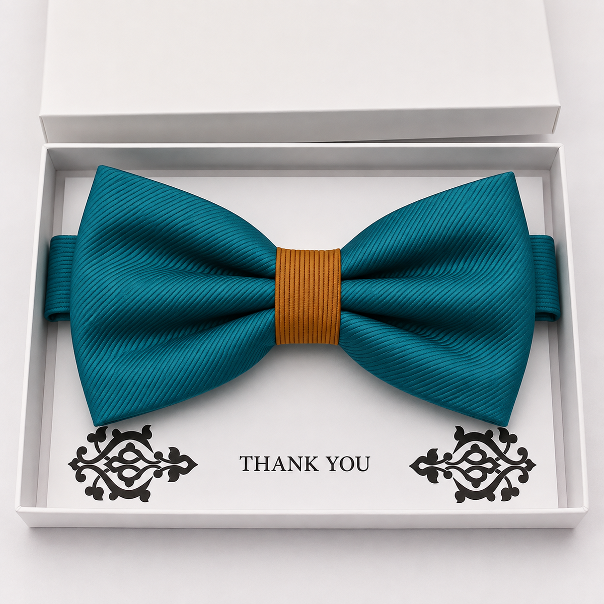 Teal Blue and Orange Bow Tie — Wedding & Everyday, Adult & Kids Handmade Pre-Tied