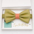 Sunlight Yellow and Peach Bow Tie — Wedding & Everyday, Adult & Kids Handmade Pre-Tied