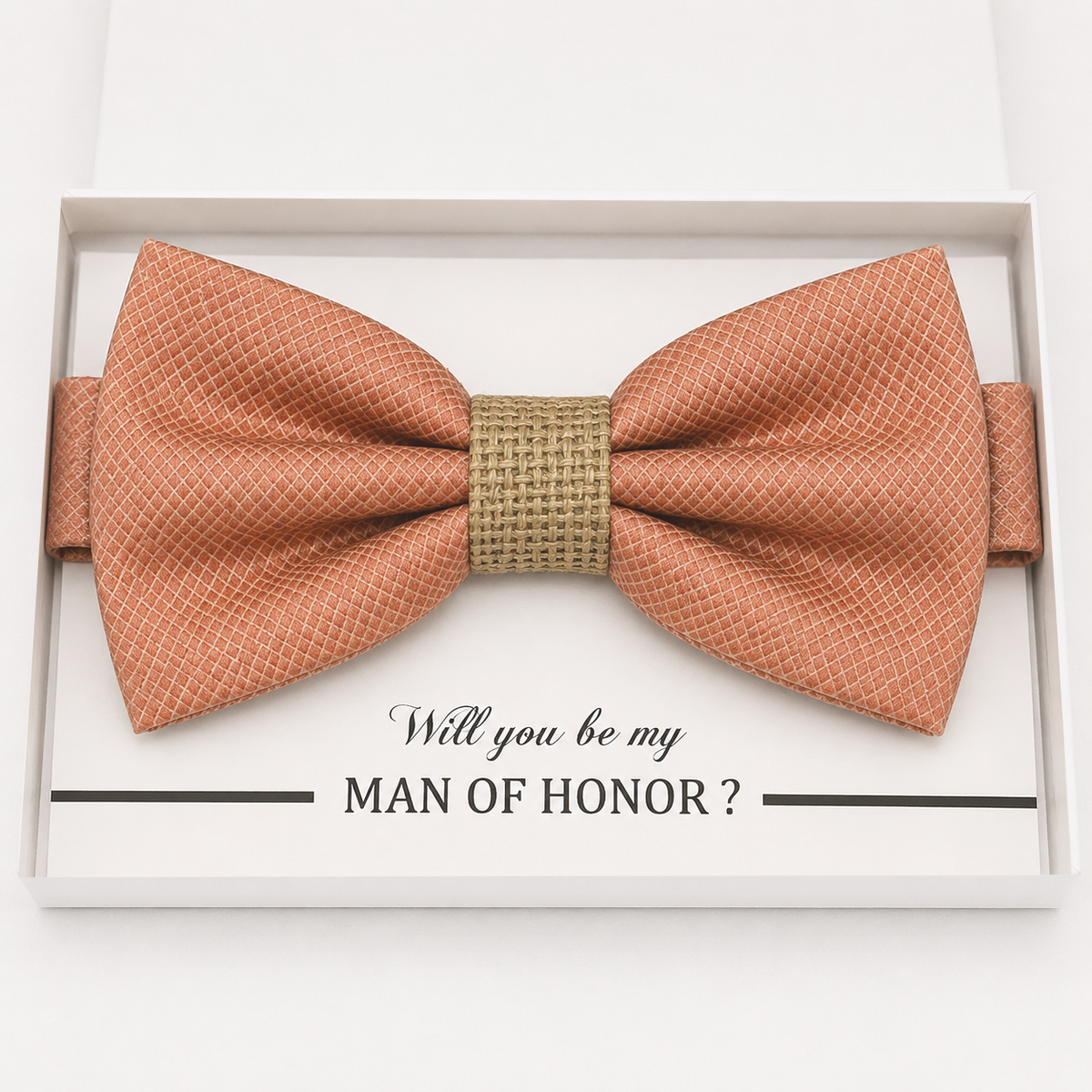 Copper and Burlap Bow Tie — Wedding & Everyday, Adult & Kids Handmade Pre-Tied