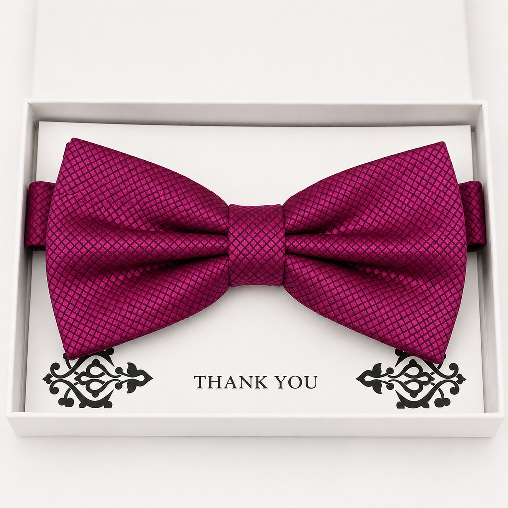 Raspberry Rose Bow Tie — Wedding & Everyday, Adult & Kids Handmade Pre-Tied