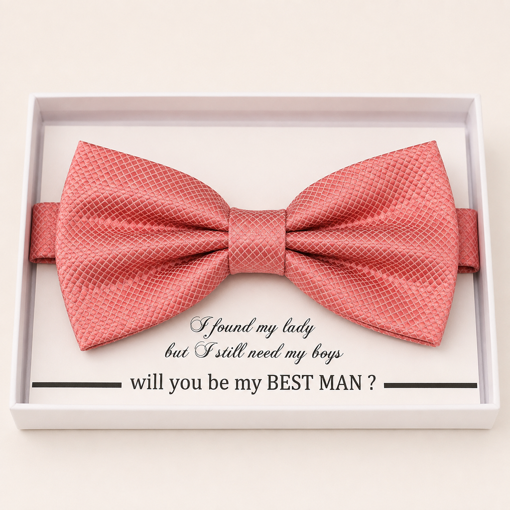 Coral Bow Tie — Wedding & Everyday, Adult & Kids Handmade Pre-Tied