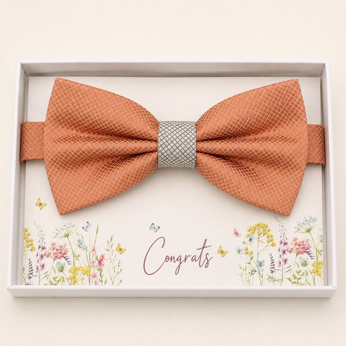 Copper and Silver Bow Tie — Wedding & Everyday, Adult & Kids Handmade Pre-Tied