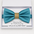 Ocean Blue and Burlap Bow Tie — Wedding & Everyday, Adult & Kids Handmade Pre-Tied