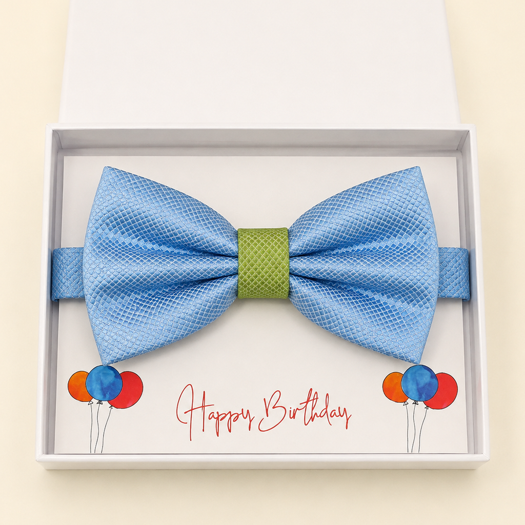 Dusty Blue and Green Bow Tie — Wedding & Everyday, Adult & Kids Handmade Pre-Tied