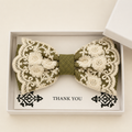 Olive Green and Ivory Lace Bow Tie — Wedding & Everyday Handmade Pre-Tied