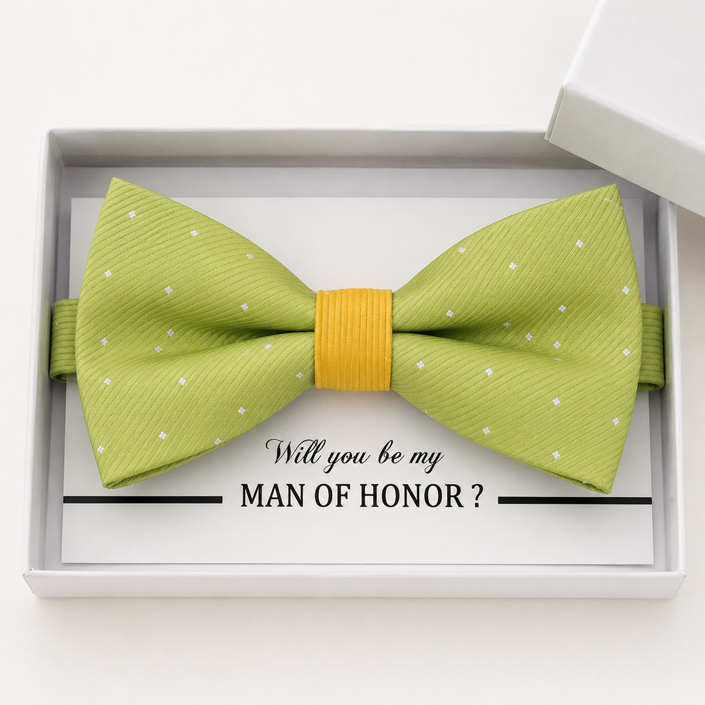 Lime Green and Yellow Bow Tie — Wedding & Everyday Handmade Pre-Tied