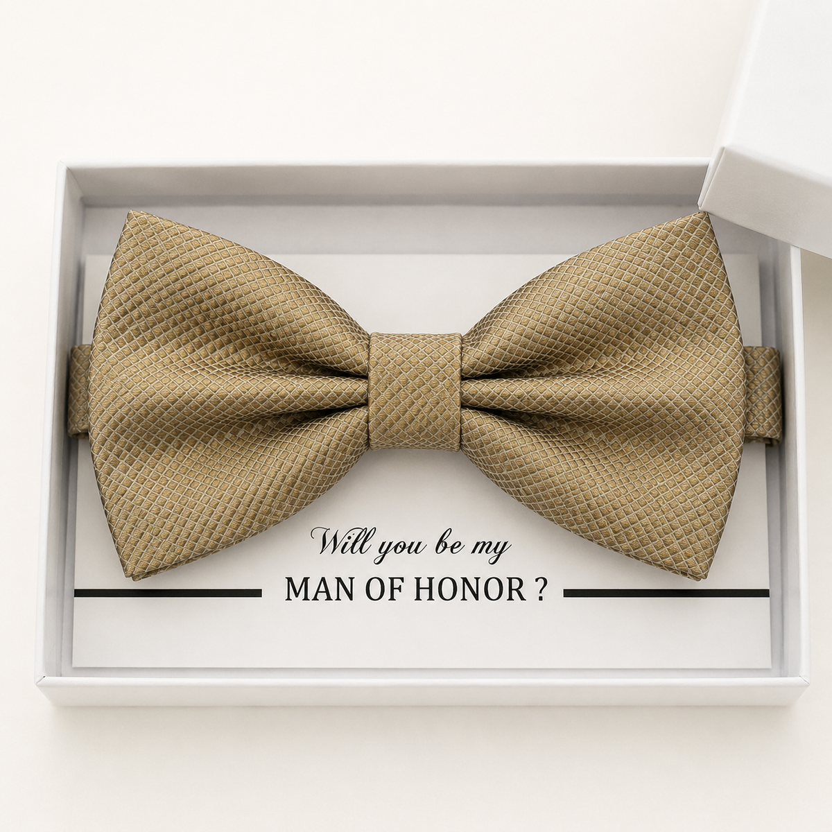 Pale Gold Bow Tie — Wedding & Everyday, Adult & Kids Handmade Pre-Tied