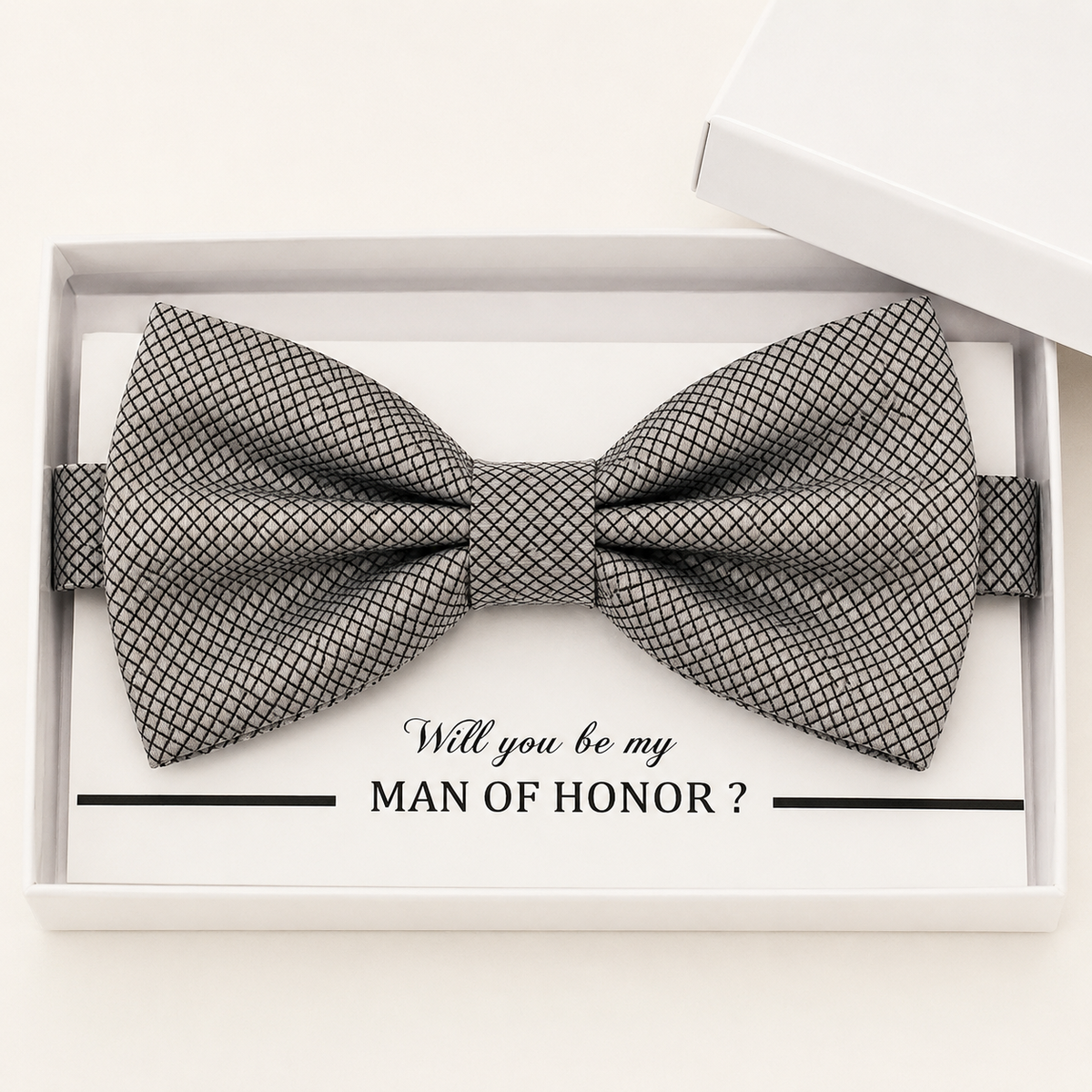 Silver Bow Tie — Wedding & Everyday, Adult & Kids Handmade Pre-Tied