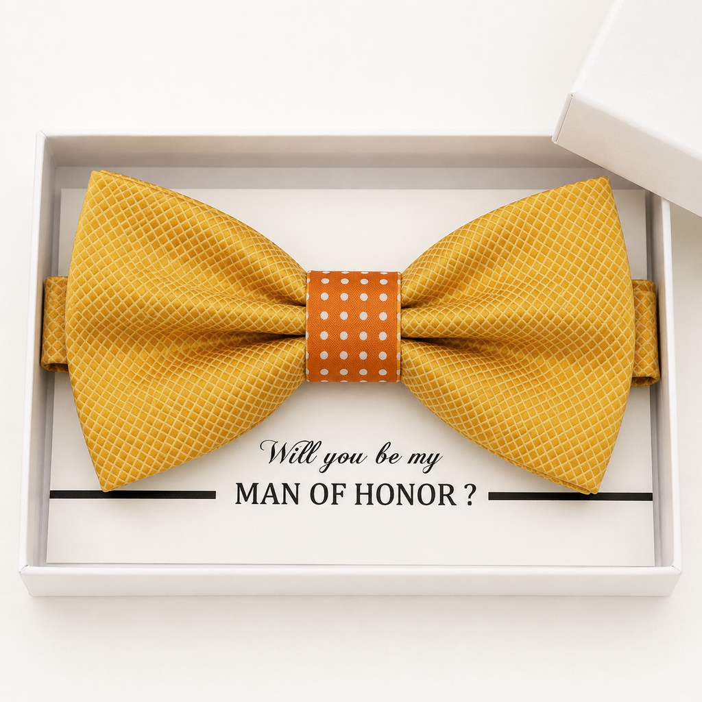 Yellow and Orange Bow Tie — Wedding & Everyday, Adult & Kids Handmade Pre-Tied