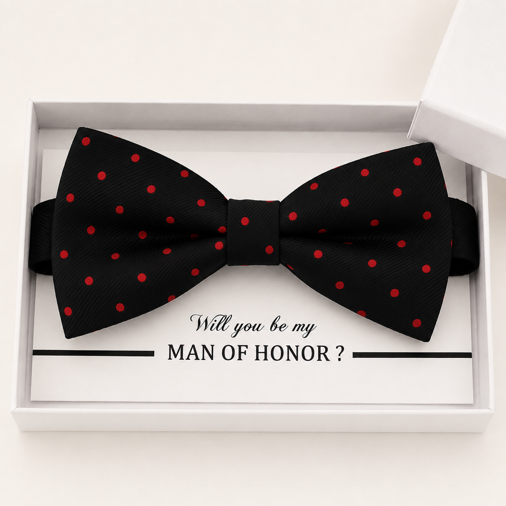 Black and Red Bow Tie — Wedding & Everyday Handmade Pre-Tied