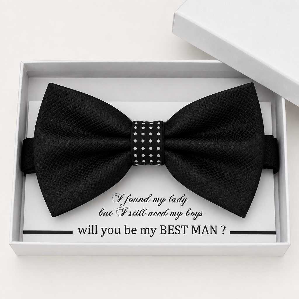 Black and White Bow Tie — Wedding & Everyday, Adult & Kids Handmade Pre-Tied
