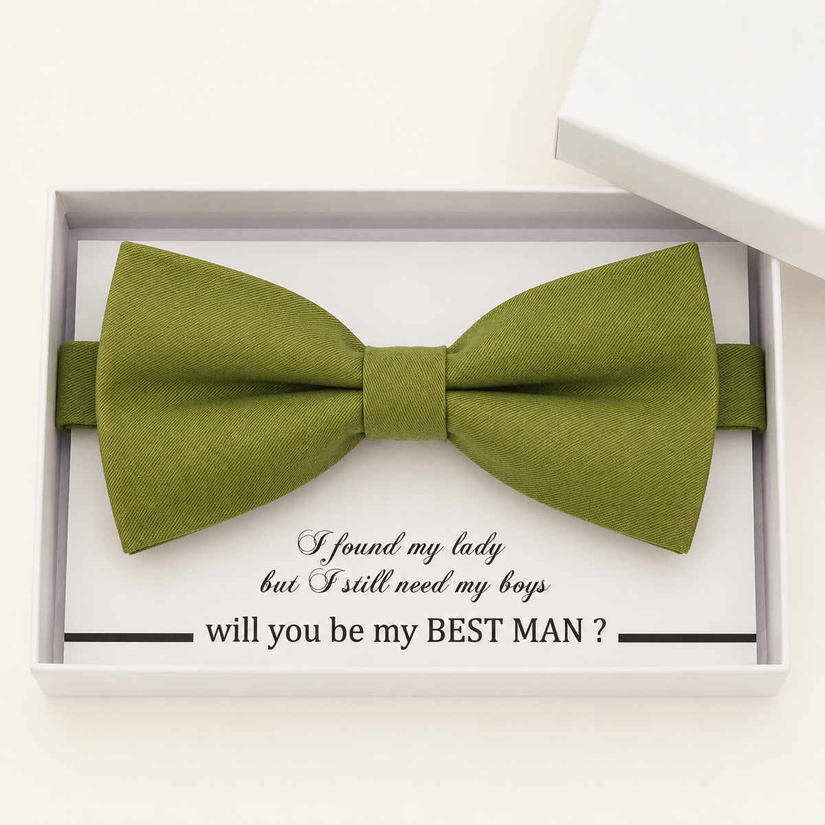 Olive Green Bow Tie — Wedding & Everyday Handmade Pre-Tied