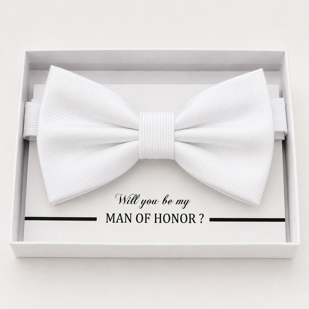 White Bow Tie — Wedding & Everyday, Adult & Kids Handmade Pre-Tied