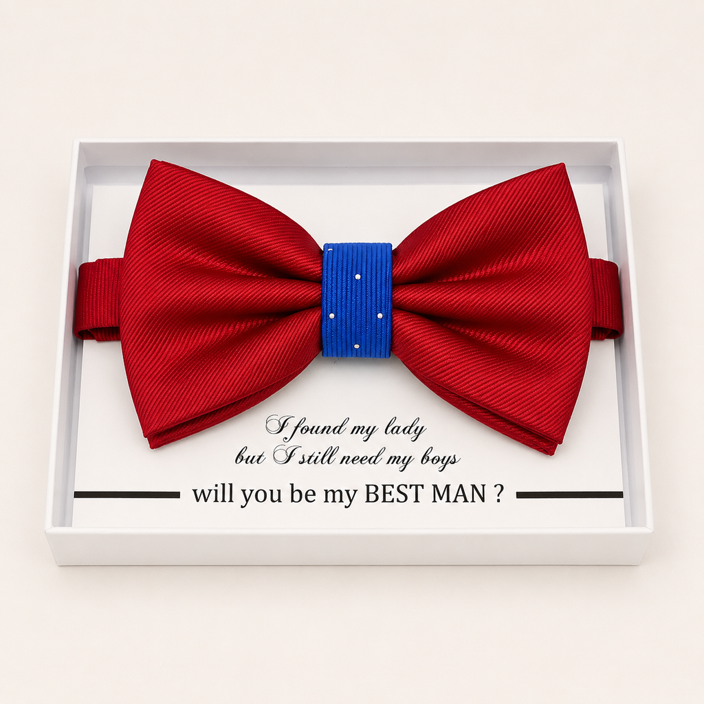 Red and Royal Blue Bow Tie — Wedding & Everyday, Adult & Kids Handmade Pre-Tied
