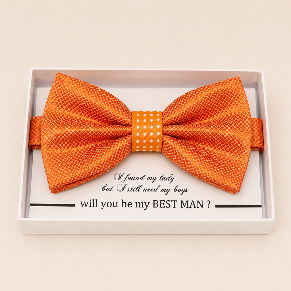 Orange and White Bow Tie — Wedding & Everyday, Adult & Kids Handmade Pre-Tied