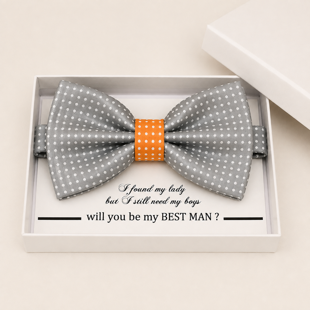 Gray and Orange Bow Tie — Wedding & Everyday, Adult & Kids Handmade Pre-Tied