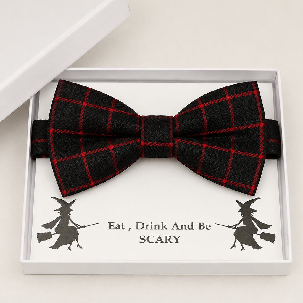 Black and Red Bow Tie — Wedding & Everyday Handmade Pre-Tied