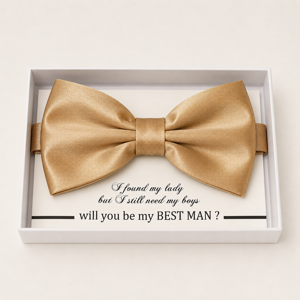 Pale Gold Bow Tie — Wedding & Everyday Handmade Pre-Tied