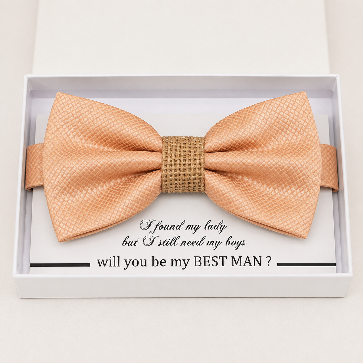 Champagne and Burlap Bow Tie — Wedding & Everyday, Adult & Kids Handmade Pre-Tied