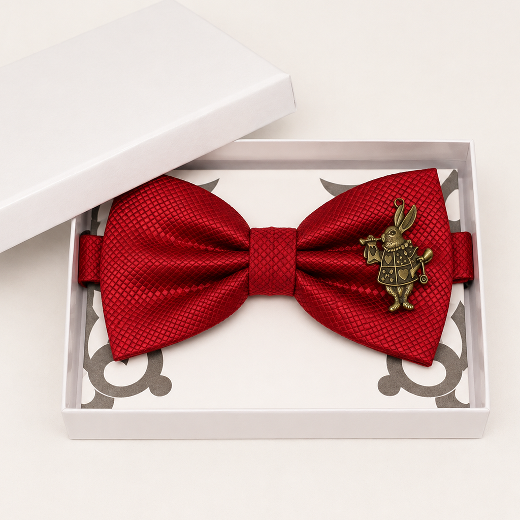 Red Bow Tie — Wedding & Everyday Handmade Pre-Tied