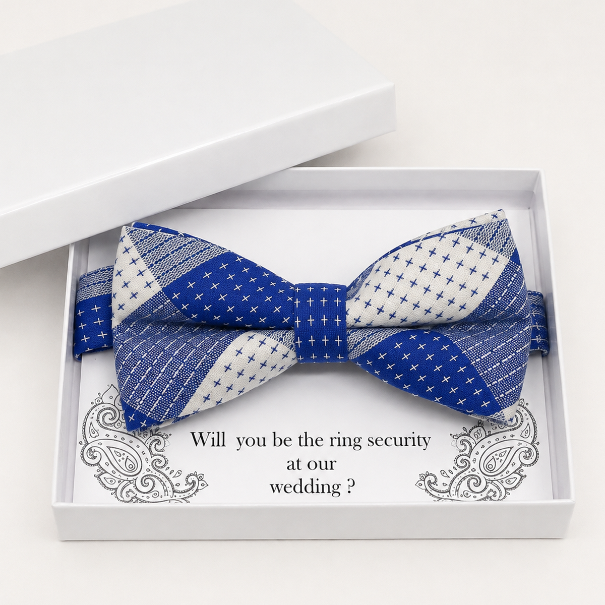 Royal Blue and White Bow Tie — Wedding & Everyday, Adult & Kids Handmade Pre-Tied