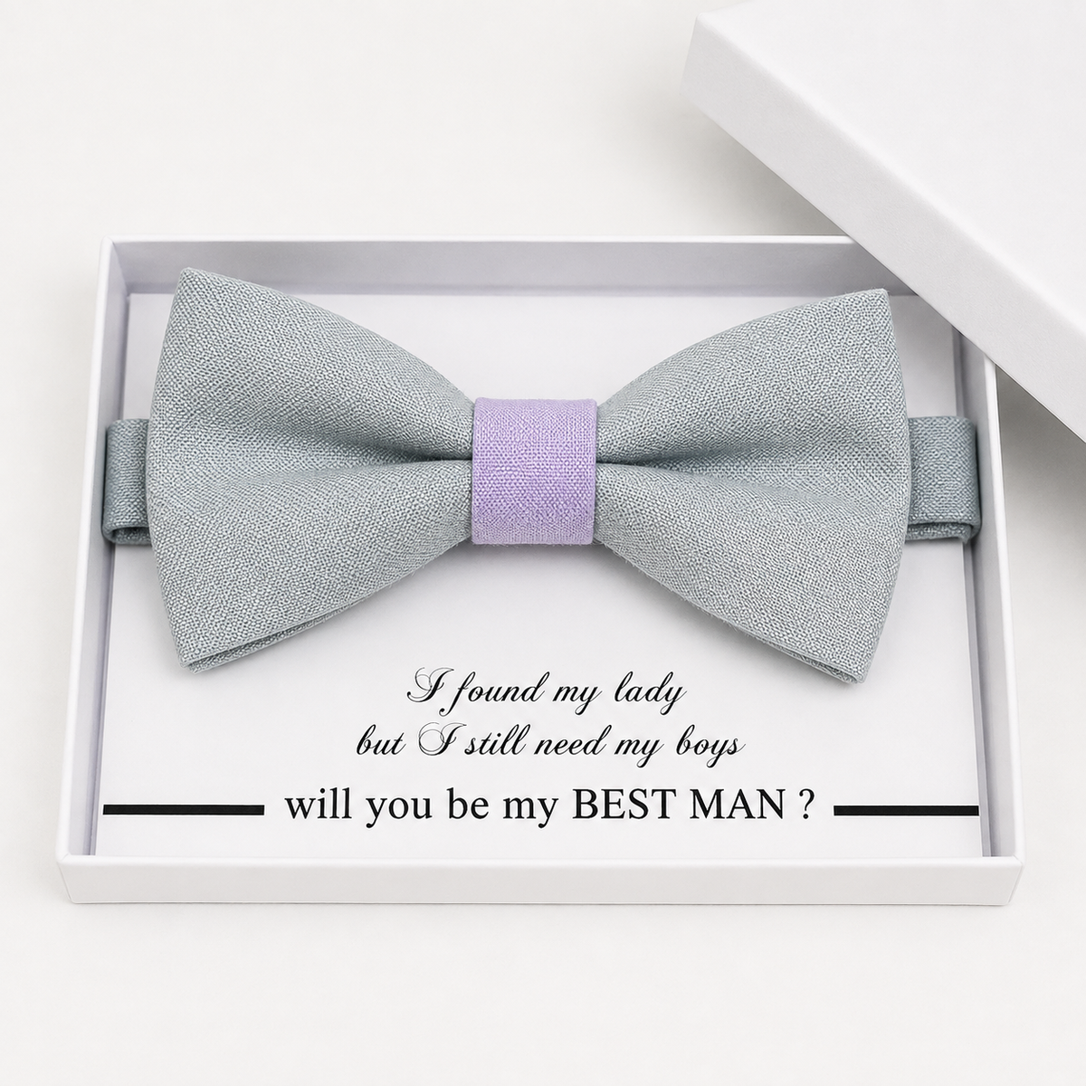 Gray and Lilac Bow Tie — Wedding & Everyday, Adult & Kids Handmade Pre-Tied