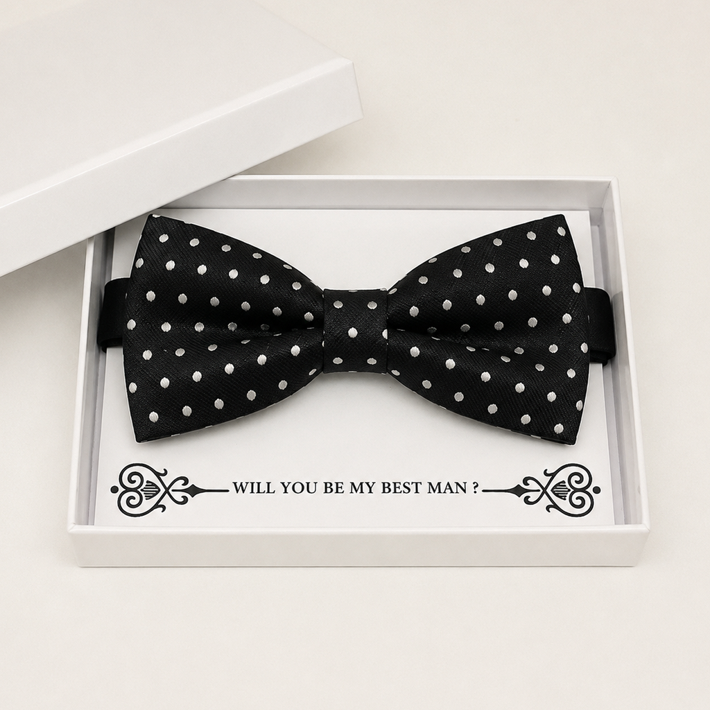 Black and White Bow Tie — Wedding & Everyday Handmade Pre-Tied