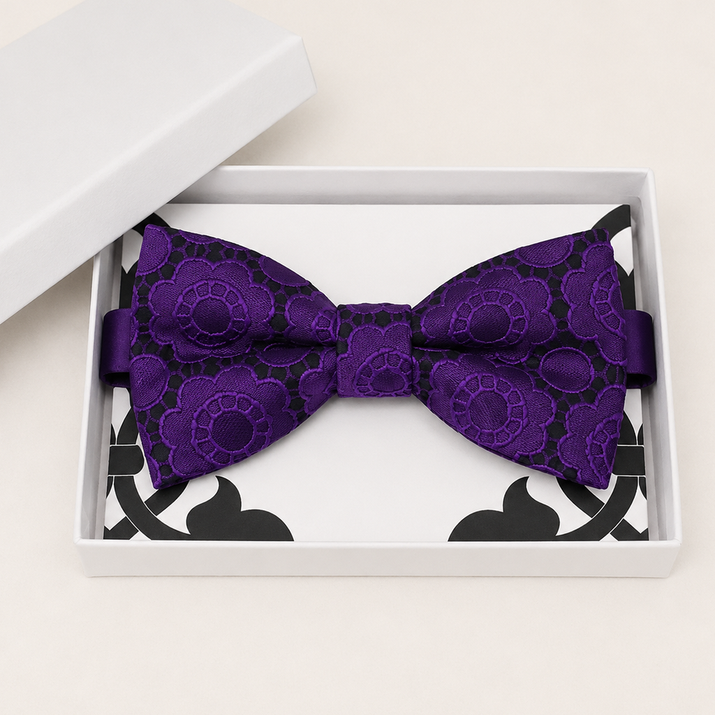 Purple Bow Tie — Wedding & Everyday Handmade Pre-Tied