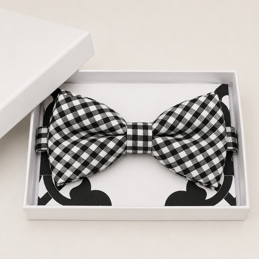 Black and White Bow Tie — Wedding & Everyday Handmade Pre-Tied