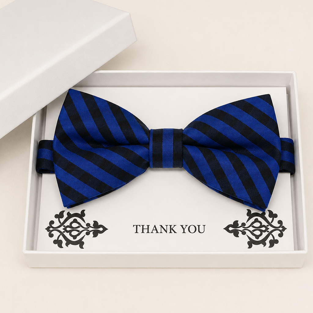 Navy and Black Bow Tie — Wedding & Everyday Handmade Pre-Tied