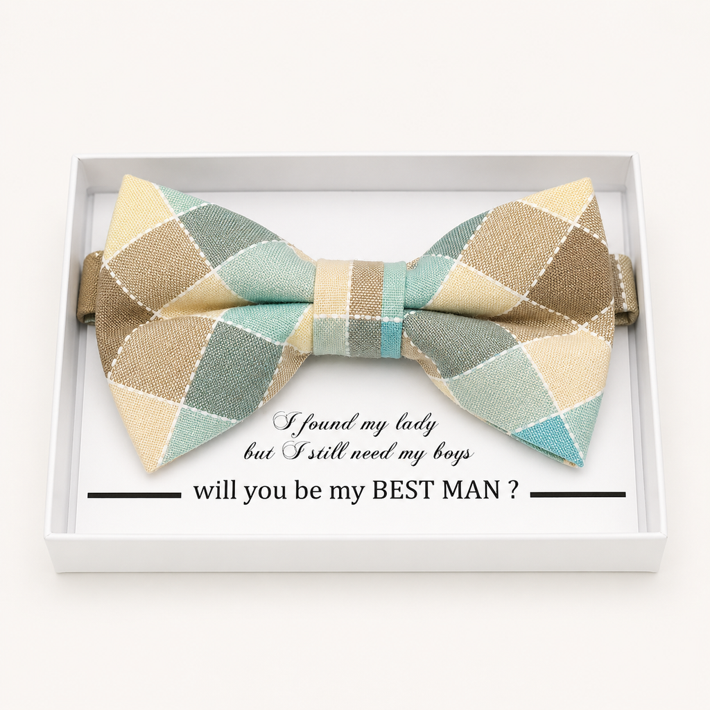 Ivory and Light Blue Bow Tie — Wedding & Everyday Handmade Pre-Tied