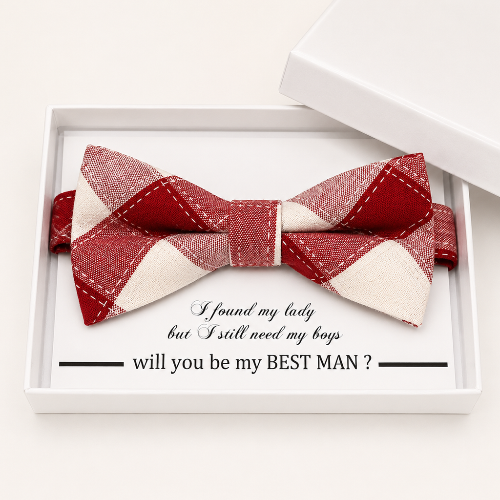 Red Bow Tie — Wedding & Everyday Handmade Pre-Tied