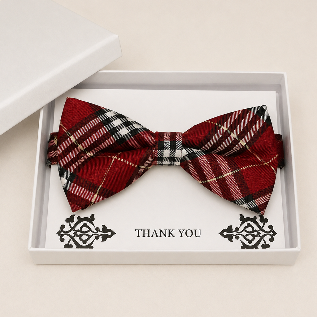 Red Bow Tie — Wedding & Everyday Handmade Pre-Tied
