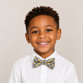 Yellow Navy Plaid boys bow tie for kids — handmade, pre-tied and adjustable