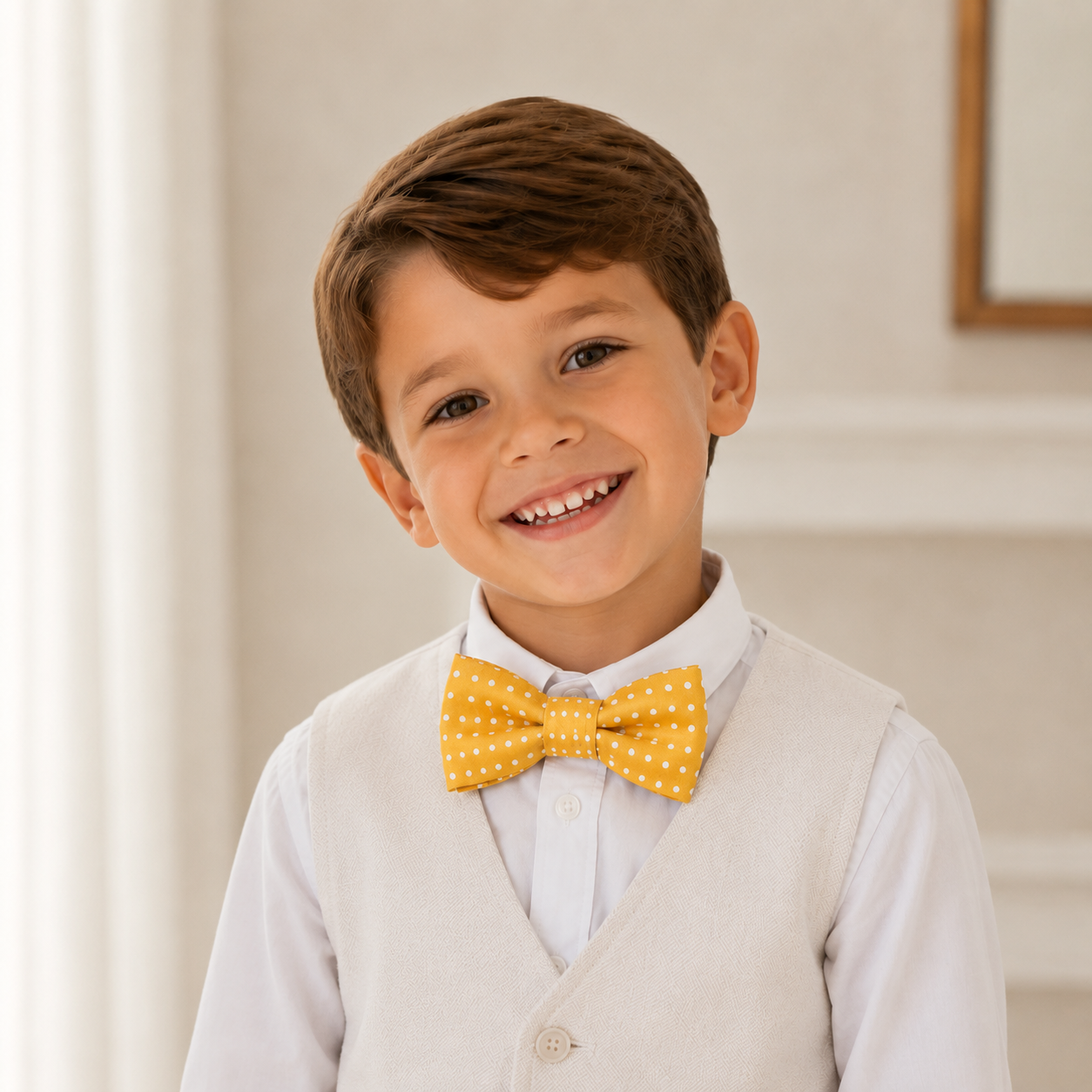 Yellow Boys Bow Tie – Handmade Pre-Tied Bow Tie for Toddlers & Youth